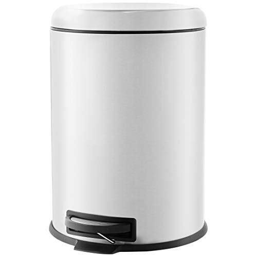 Amazon Basics Round pedal bin, Stainless Steel, 20 L, Silver Colors