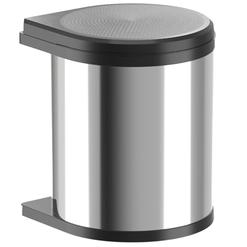 Hailo waste container Mono 3515031 - Built-in pivot stainless steel bin for kitchen - 15 liters of kitchen waste bin with removable interior bucket - for revolving doors cabinets from 40 cm - Black