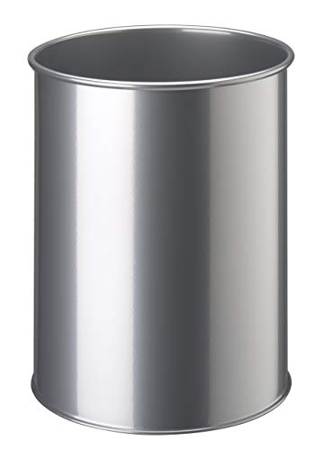 Durable waste bin metal about 15 liters, silver, 330123