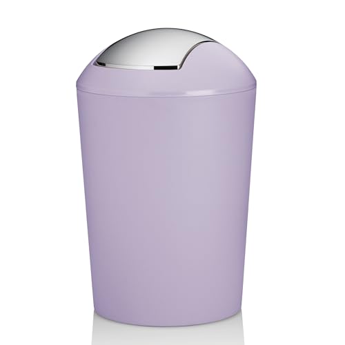 recipiente de residuos de kela con violeta de tapa columpia, cubo cosmético 5l con tapa colgante, plástico, MARTA, contenedor de basura pastel de baño violeta