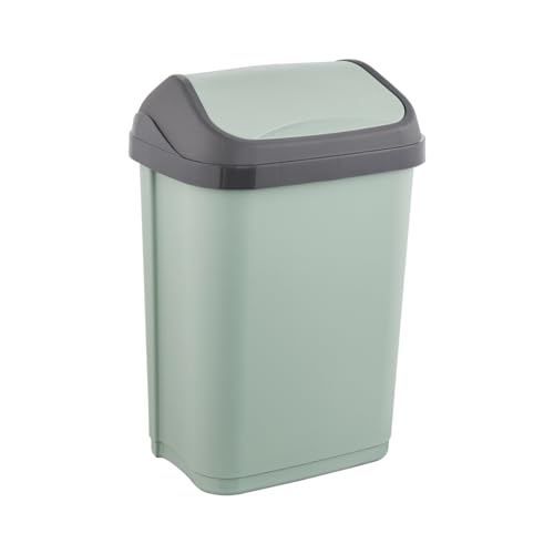 Keeper afvalcontainer met schommeldeksel, 10 l, 25,5 x 19 x 38 cm, Swantje, Groen (Noords Groen)
