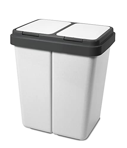 Alpfa vuilnisbak 2 x 25 L Duo afvalcontainer grijze granaat Made in Europe