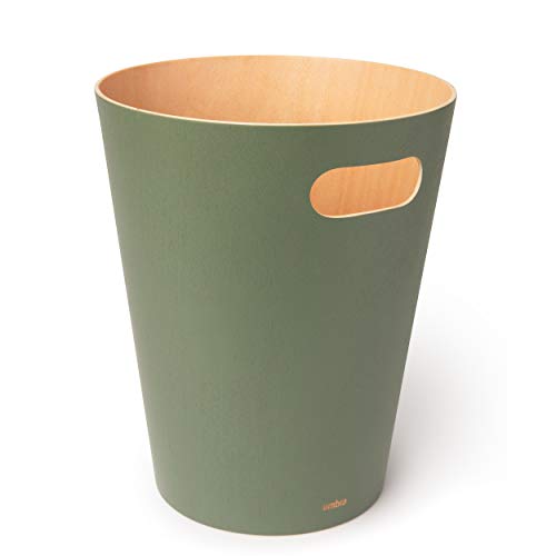 Conteneur de déchets de bois Umbra – Conteneur de déchets de bois bicolore pour bureau, salle de bains, salon et plus, 7,5l capacité, nature / âge vert
