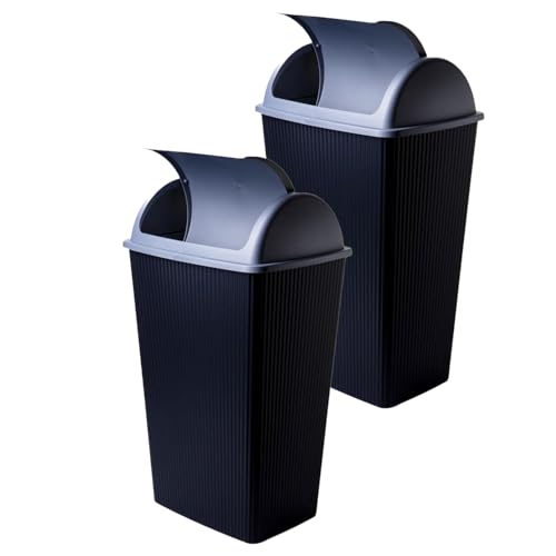 SUSTANIA 2 set afvalcontainer 50L draaibare afdekcontainer - Moderne geribde ondergrond voor binnen en buiten gebruik met twee kleuren ontwerp