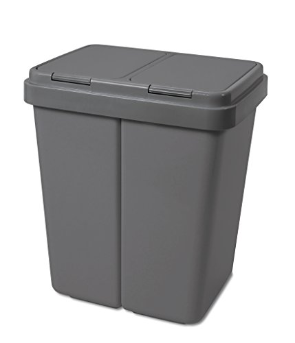 Alpfa vuilniscontainer 2 x 25 L Duo afvalcontainer grijs incl. 2 vervangende veren