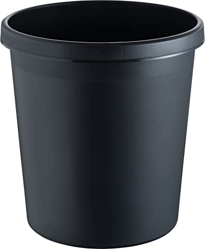 helit H6105895 - Cesta de reciclaje "el germano", 18 litros, negro, con borde circunferencial de mango, de plástico, 1 pieza