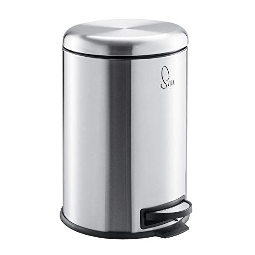 SVITA T20 recipiente de residuos de acero inoxidable contenedor de plata con un pedal contenedores de residuos 20 litros incl. Dentro de una cocina redonda