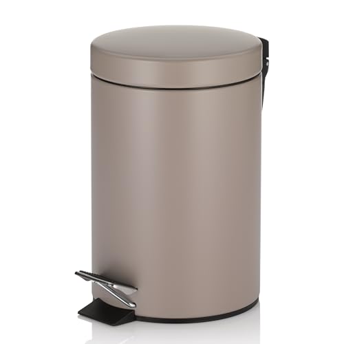 kela cosmetische emmer bruin 3l, metalen vuilnisbak met voetpedaal badkamer, binnen vuilnisemmer en trays, MONACO, kasjmierbrn matt
