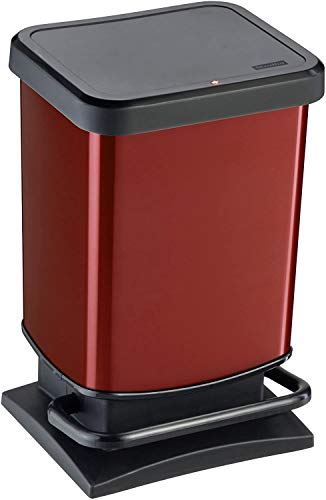 Pojemnik na odpady Rotho Paso 20l z pokrywą, plastikowy (PP recykling) BPA- wolny, czerwony, 20l (29,3 x 26,6 x 45,7 cm)