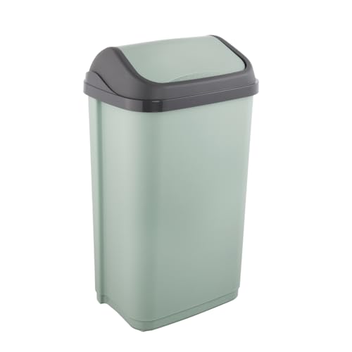 contenant de déchets de câlin avec couvercle pivotant, 50 l, 38,5 x 29 x 66 cm, Swantje, vert (vert nordique)