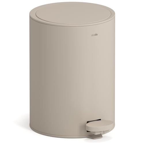 stardis 3 litre pedal bin stainless steel matt softclose hinged cover quietly closing inner bucket bin bin bathroom bin taupe beige