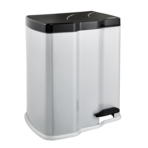 Keeper afvalcontainer met voetpedaal met 2 afvalcontainers, 7 l + 15 l, Gunnar, zilver
